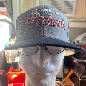 Los Angeles The Hundreds Adjustable Hat Black Brim Grey Shell LIKE NEW